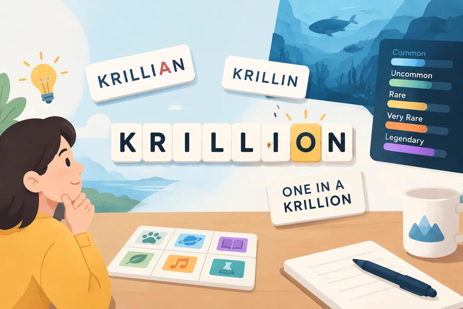 Editorial illustration of a daily trivia game concept