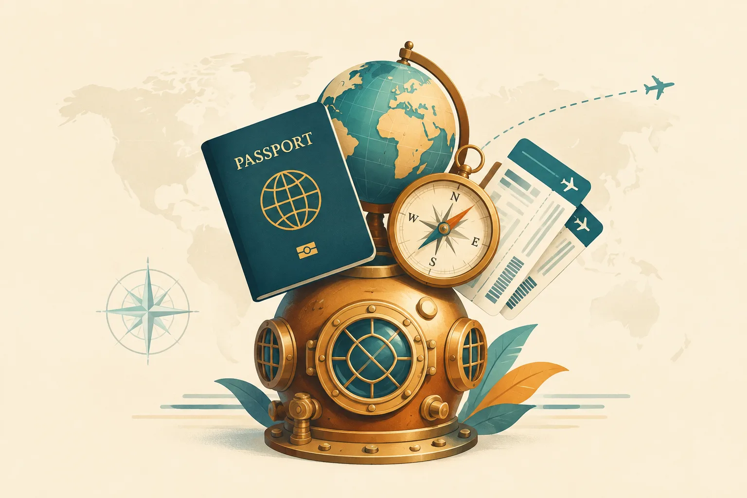 editorial illustration of a paper passport