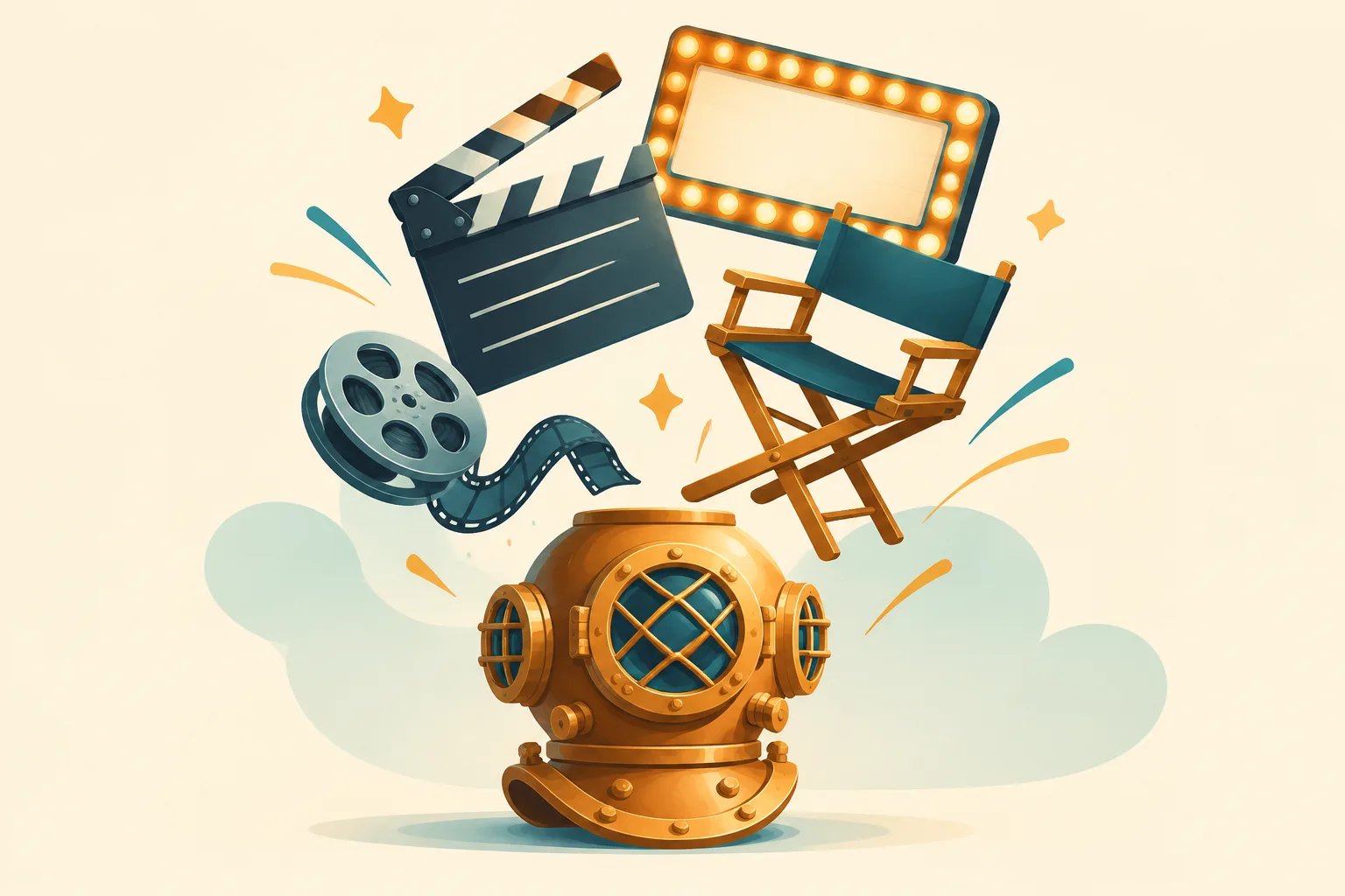 editorial illustration of a film clapperboard